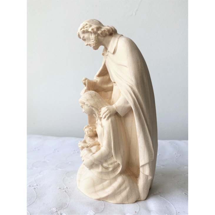 Statue Sainte Famille à la lanterne - bois naturel