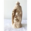 Statue Sainte Famille à la lanterne - bois naturel