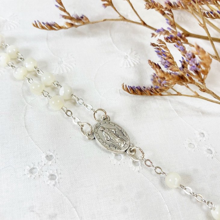 Chapelet en nacre - grains ronds