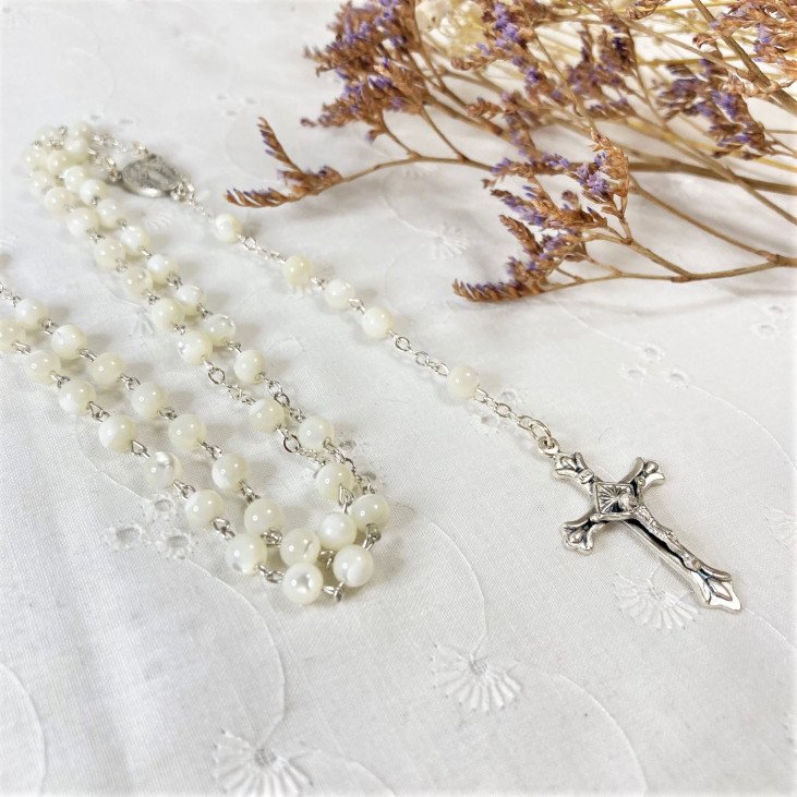 Chapelet en nacre - grains ronds