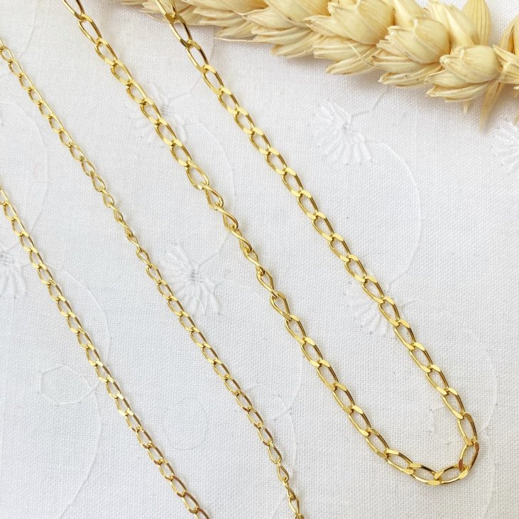 Chaîne maille cheval 45 cm - Plaqué or