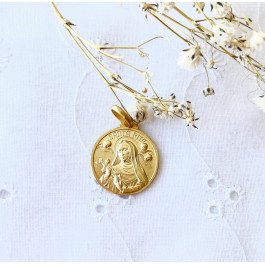 Médaille Sainte Rita portrait 16 mm - plaqué or