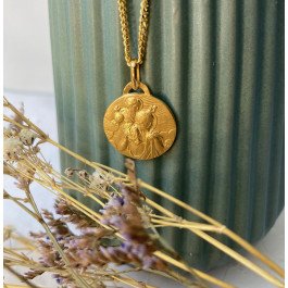 Médaille Saint Christophe portrait - 18 mm - plaqué or