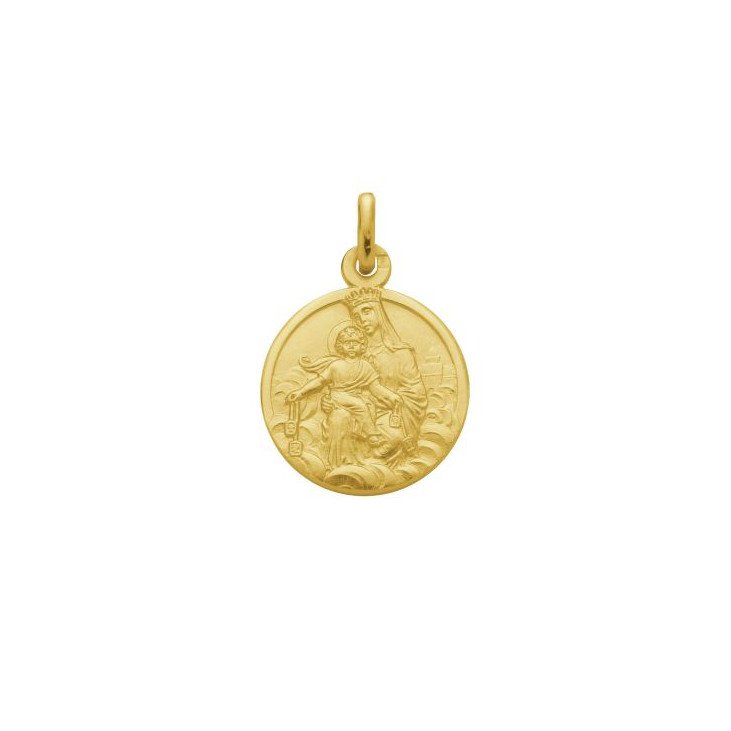Médaille scapulaire - ND du Mont Carmel et Sacré-Coeur - bords plats - 18 mm - plaqué or