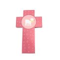 Croix en bois pour enfant - Agneau
