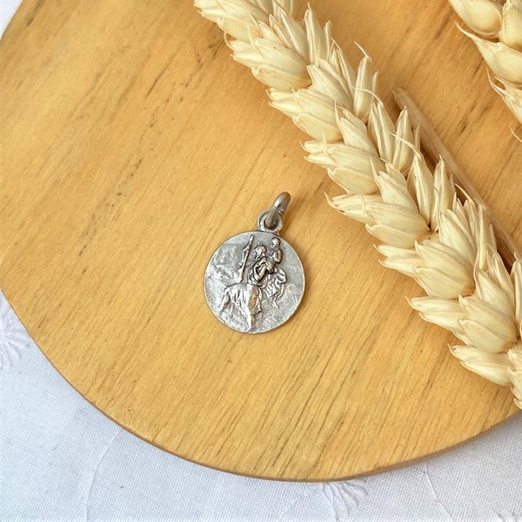 Médaille de Saint Christophe bord plat - 14 mm