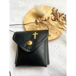 Etui à custode en cuir noir - carré