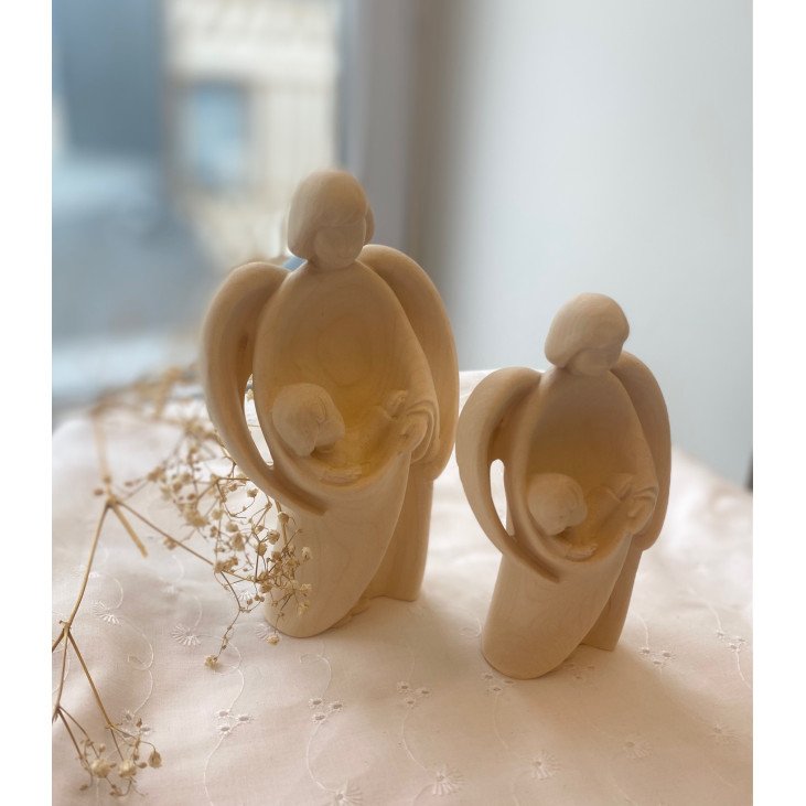 Statue Ange gardien en bois