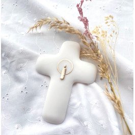 Croix Emany en albâtre avec dorure - croix de la Lumière
