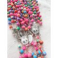 Chapelet multicolore Fimo sur chaîne argentée