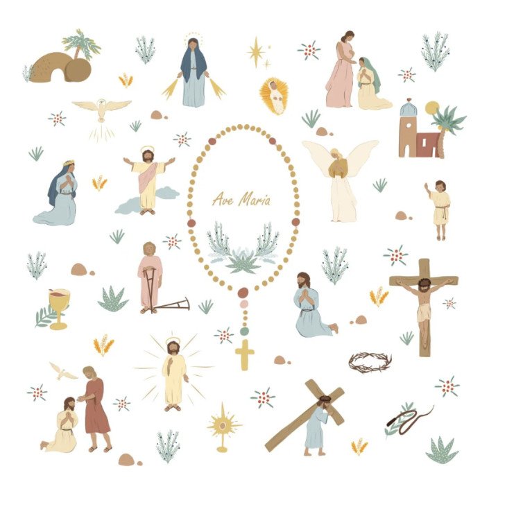 Lange bébé gaze de coton motif Chapelet 60 x 60 cm - Caladia-collections