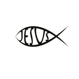 Autocollant religieux poisson et nom de Jésus - noir