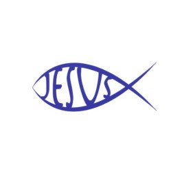 Autocollant religieux poisson et nom de Jésus - bleu