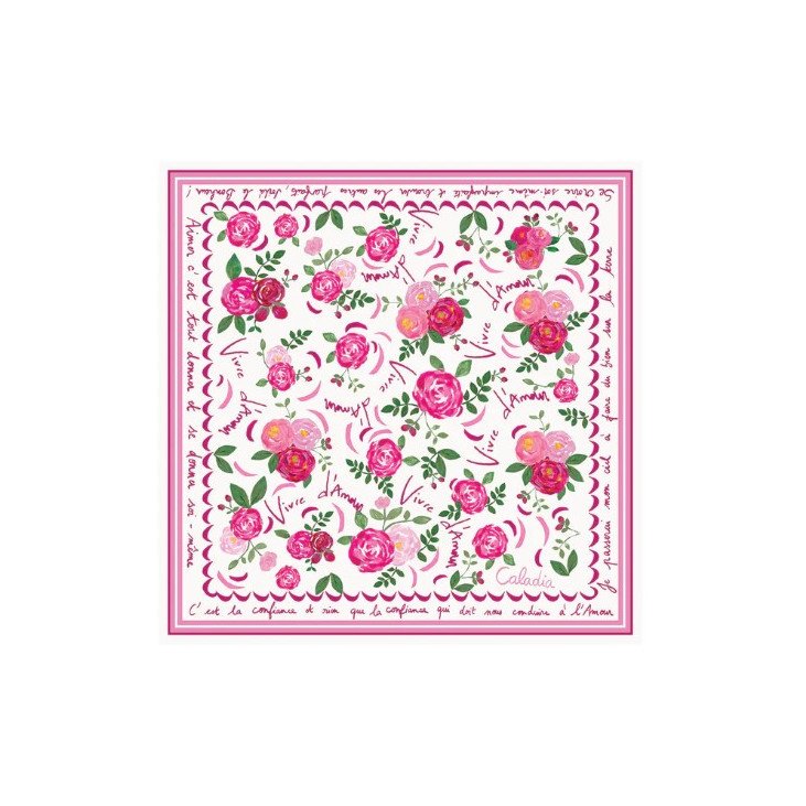 Foulard Vivre d'Amour écru - 50 cm