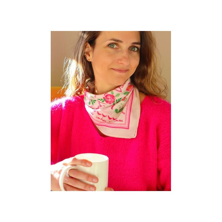 Foulard Vivre d'Amour écru - 50 cm