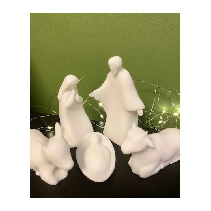 Crèche en albâtre blanc 9 cm