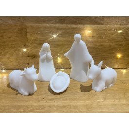 Crèche en albâtre blanc 9 cm