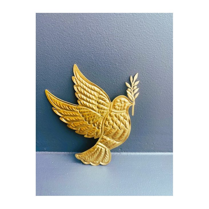 Ex-voto Colombe de la paix en laiton doré - Resplandor