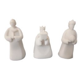 3 Rois mages en albâtre blanc 9 cm