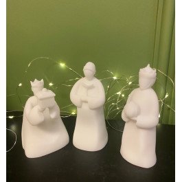 3 Rois mages en albâtre blanc 9 cm