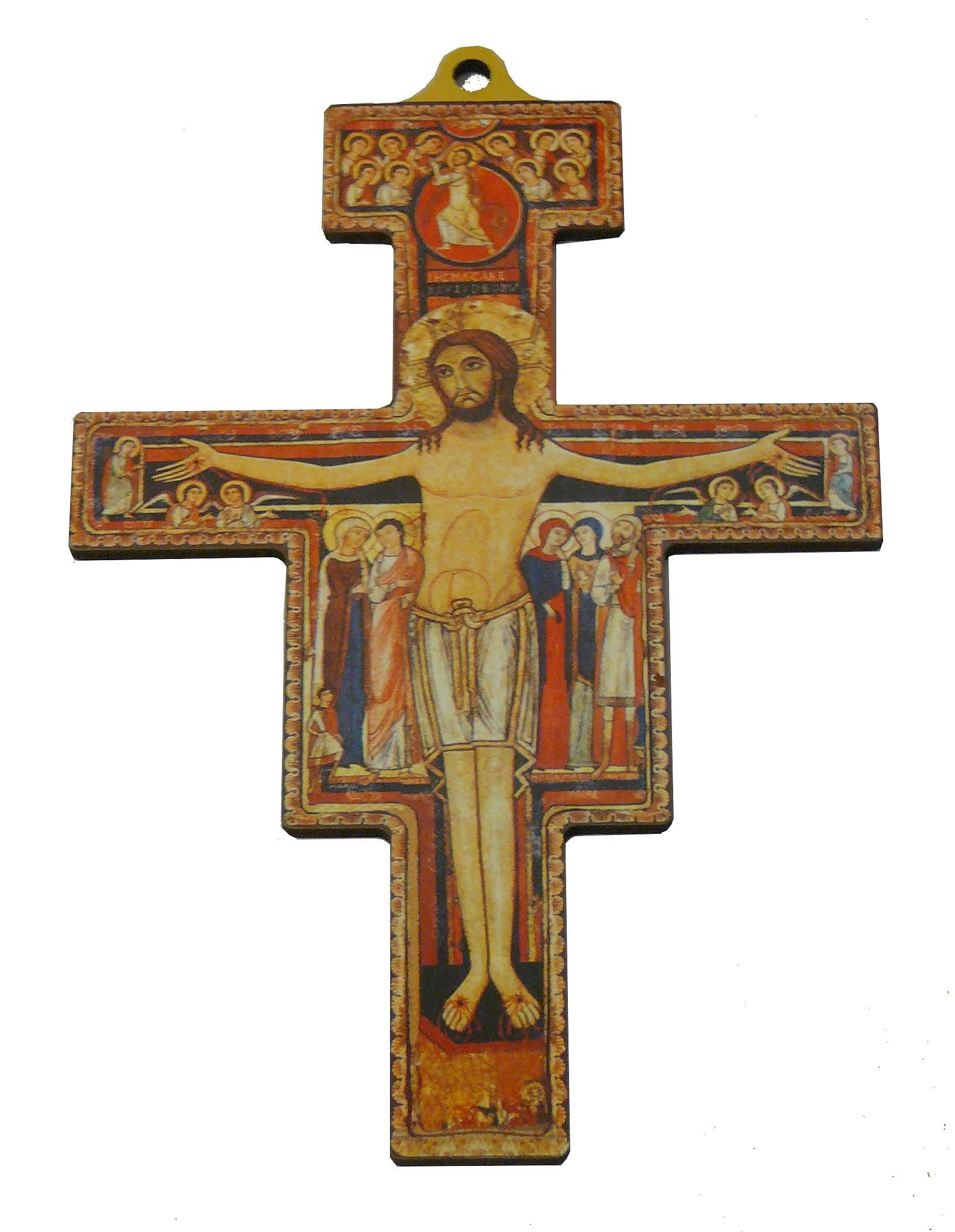 Ferrari Croix Saint Damien en métal argenté 5,8 cm 