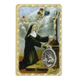 Carte de prière avec médaille en métal - Sainte Rita