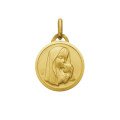 Médaille de la Vierge à l'Enfant ronde 18 mm - plaqué or