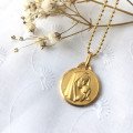 Médaille de la Vierge à l'Enfant ronde 18 mm - plaqué or