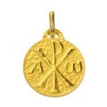 Médaille Chrisme 18 mm en or 18 carats