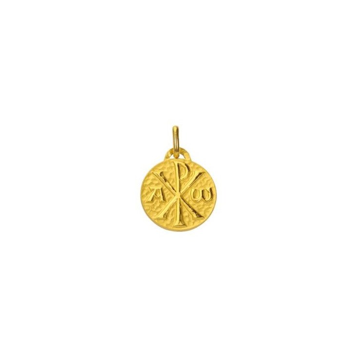 Médaille Chrisme 18 mm en or 18 carats