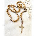 Chapelet Saint Benoit - Bois d'olivier - avec fermoir - 47 cm
