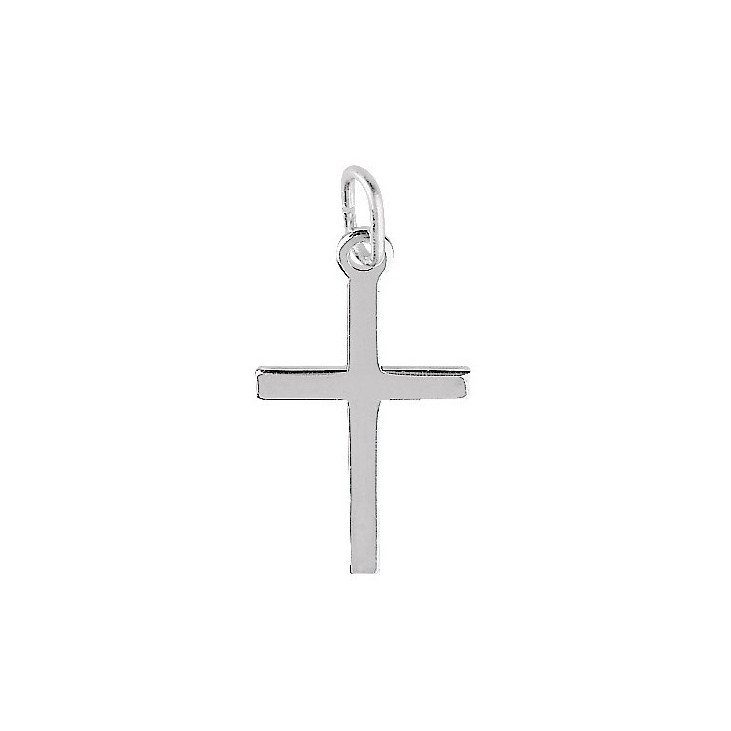 Croix plate en argent - 15 mm