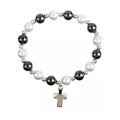 Bracelet croix - hématites et perles