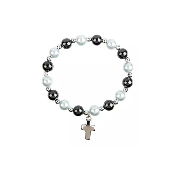 Bracelet croix - hématites et perles
