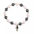 Bracelet croix - hématites et perles