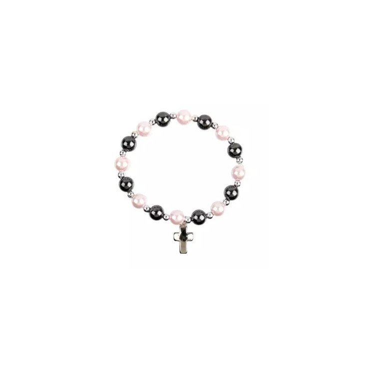Bracelet croix - hématites et perles