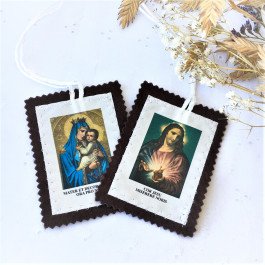 Scapulaire Notre-Dame du Mont Carmel en tissu - Grand format
