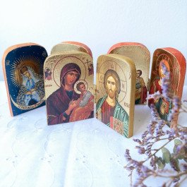 Icône diptyque Vierge Marie et Christ Pantocrator