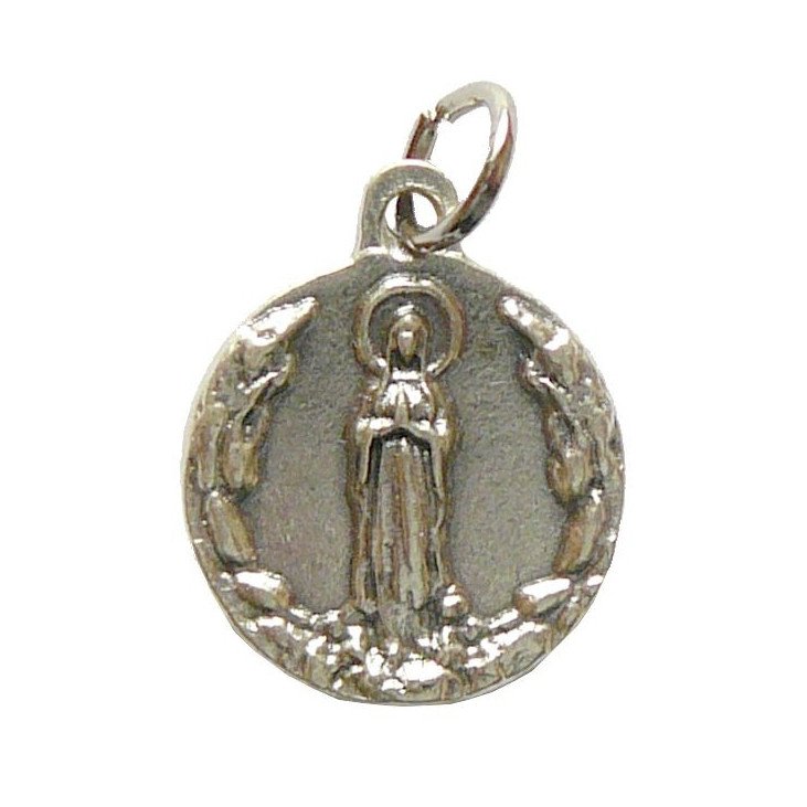 Médaille Notre-Dame de Lourdes - métal argenté -  18 mm