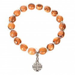Bracelet croix de Jérusalem - Bois d'olivier