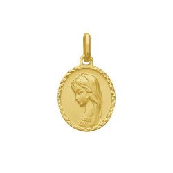 Médaille de la Vierge ronde avec bord - plaqué or