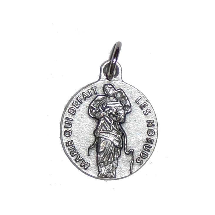 Médaille Marie qui défait les noeuds - métal argenté - 18 mm