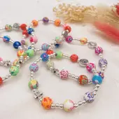 Bracelet religieux en perles Fimo multicolores - 4