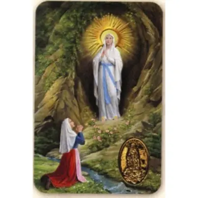 Carte prière avec un poinçon - Notre-Dame de Lourdes