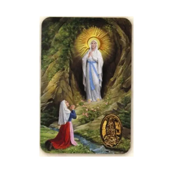 Carte prière avec un poinçon - Notre-Dame de Lourdes