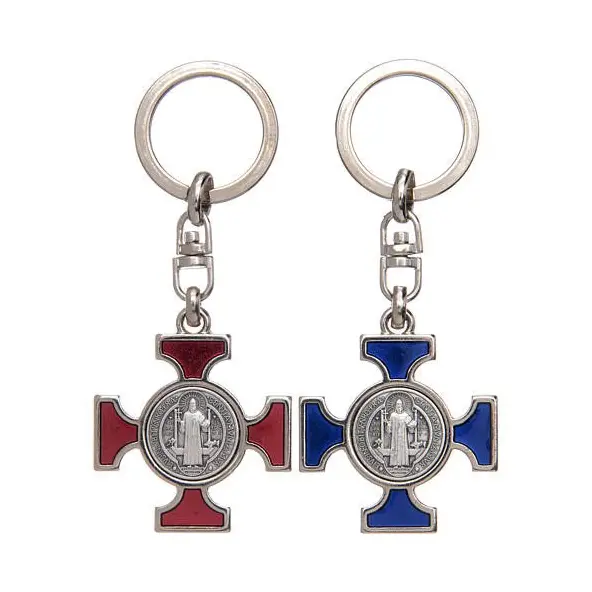 Porte-clés Croix Saint Benoit - argenté