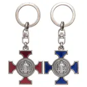 Porte-clés Croix Saint Benoit - argenté - 1