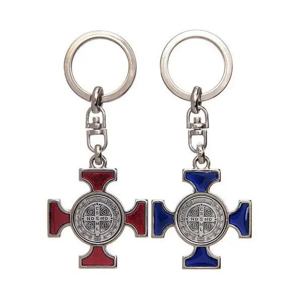 Porte-clés Croix Saint Benoit - argenté