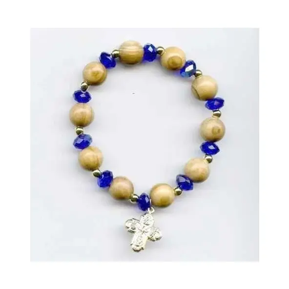 Bracelet semi cristal et grains bois