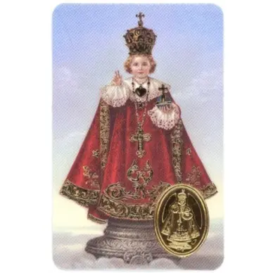 Carte de prière avec poinçon - Enfant Jésus de Prague